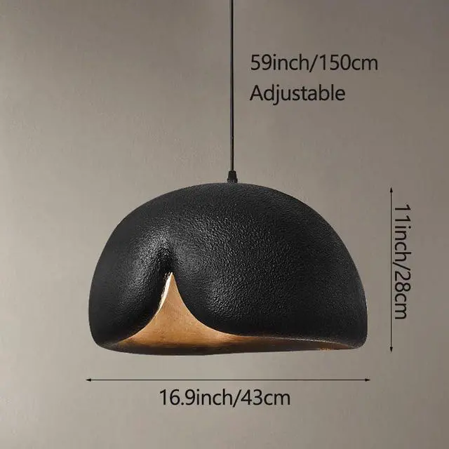 Alt view image 4 of 4 - Wabi-Sabi Bird Nest Shape Pendant Light Polystyrene 16.9 inch Modern Pendant lamp E26 Adjustable Ceiling Hanging Pendant Fixtures for Kitchen Island Bedroom Dining Lighting