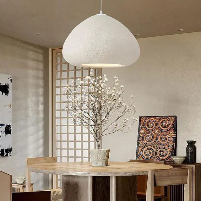 Alt view image 3 of 7 - Wabi-Sabi Style Modern Pendant Light Polystyrene Bird Nest Shape Hanging Light Adjustable E26 Ceiling Pendant Lamp for Dining Room Hallway Bedroom Foyer Living Room Kitchen