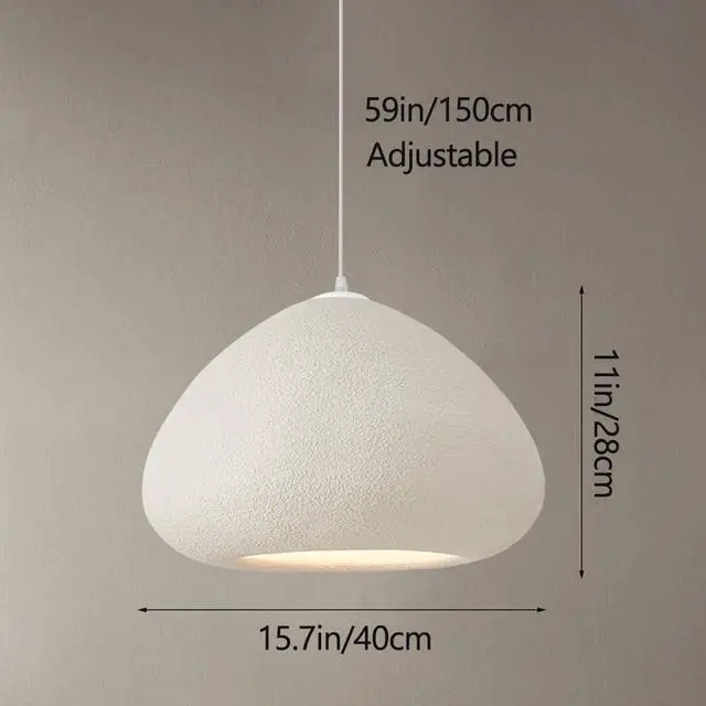 Alt view image 7 of 7 - Wabi-Sabi Style Modern Pendant Light Polystyrene Bird Nest Shape Hanging Light Adjustable E26 Ceiling Pendant Lamp for Dining Room Hallway Bedroom Foyer Living Room Kitchen