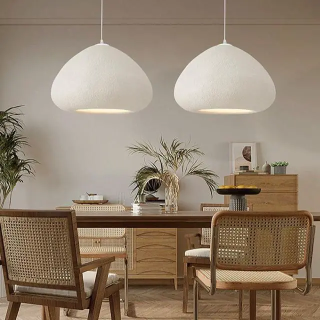 Alt view image 4 of 7 - Wabi-Sabi Style Modern Pendant Light Polystyrene Bird Nest Shape Hanging Light Adjustable E26 Ceiling Pendant Lamp for Dining Room Hallway Bedroom Foyer Living Room Kitchen