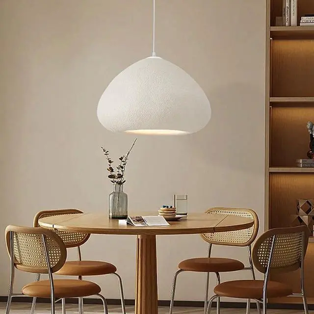 Alt view image 2 of 7 - Wabi-Sabi Style Modern Pendant Light Polystyrene Bird Nest Shape Hanging Light Adjustable E26 Ceiling Pendant Lamp for Dining Room Hallway Bedroom Foyer Living Room Kitchen