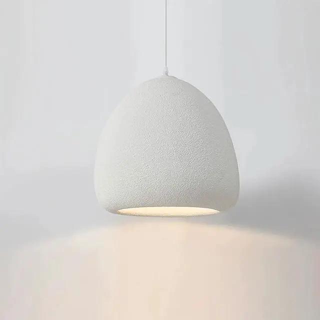 Alt view image 4 of 7 - Indoor Wabi-Sabi Style Pendant Light Concrete Finish Polystyrene Modern Pendant Lamp E26 Bird Nest Shape Kitchen Island Hanging Light for Kitchen Island Bedroom Dining Lighting