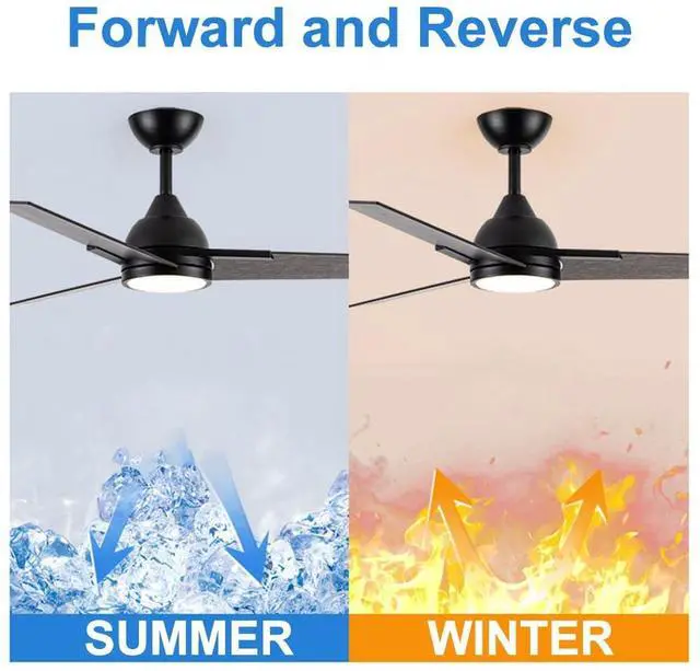 Alt view image 5 of 7 - 52 Inch Ceiling Fans with Lights and Remote 3-Blade American Ceiling Fan with Lights 2 Downrods Reversible 6 Speeds 3 Colors Dimmable for Bedroom Dining Room Kids Room