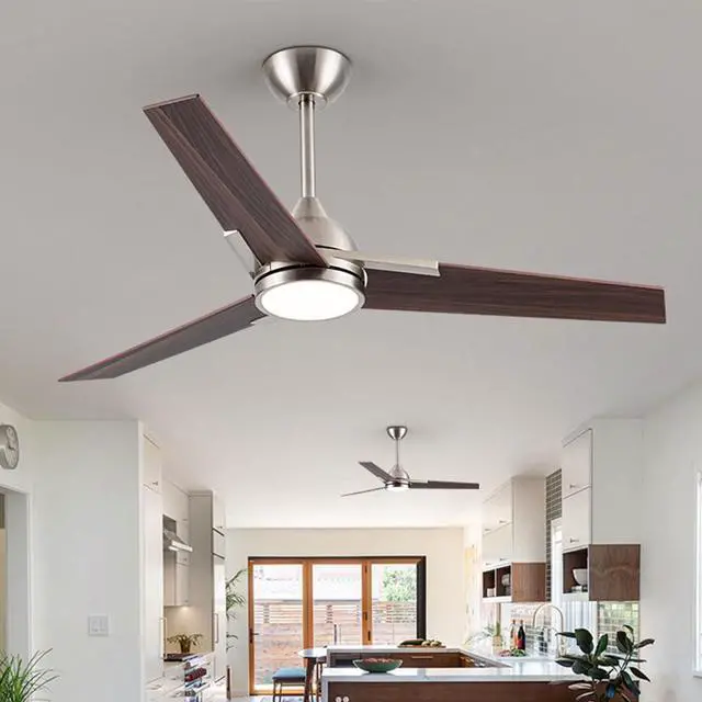 Alt view image 2 of 7 - 52 Inch Ceiling Fans with Lights and Remote 3-Blade American Ceiling Fan with Lights 2 Downrods Reversible 6 Speeds 3 Colors Dimmable for Bedroom Dining Room Kids Room