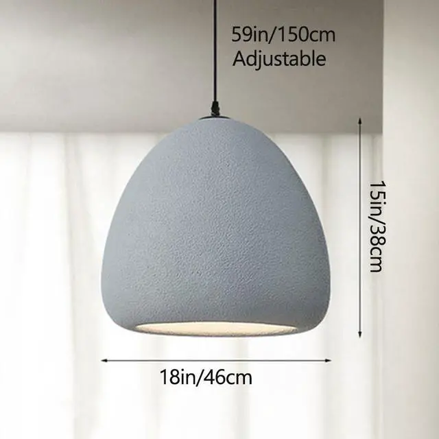 Alt view image 5 of 5 - Indoor Wabi-Sabi Style Pendant Light Concrete Finish Polystyrene Modern Pendant Lamp E26 Bird Nest Shape Kitchen Island Hanging Light for Kitchen Island Bedroom Dining Lighting