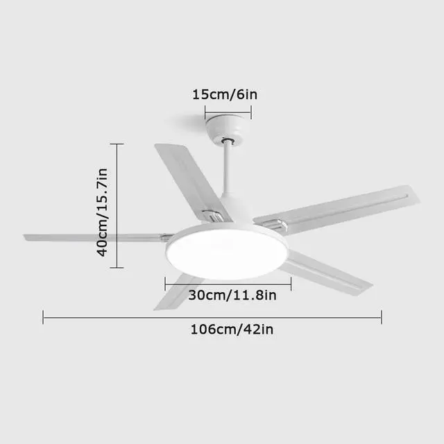 Alt view image 5 of 5 - 42 Inch Ceiling-Mounted Ceiling Fan Light 3 Color Dimmable LED Fan Light Low Profile Living Room Ceiling Fan Mute Ceiling Fans with Lights and Remote Outdoor Ceiling Fans for Patios