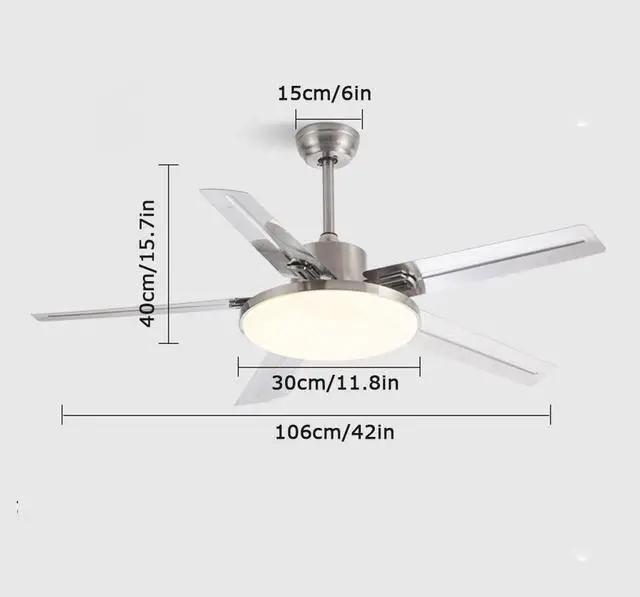 Alt view image 5 of 5 - 42 Inch Ceiling-Mounted Ceiling Fan Light 3 Color Dimmable LED Fan Light Low Profile Living Room Ceiling Fan Mute Ceiling Fans with Lights and Remote Outdoor Ceiling Fans for Patios