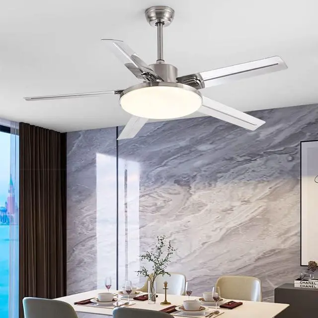 Alt view image 2 of 5 - 42 Inch Ceiling-Mounted Ceiling Fan Light 3 Color Dimmable LED Fan Light Low Profile Living Room Ceiling Fan Mute Ceiling Fans with Lights and Remote Outdoor Ceiling Fans for Patios