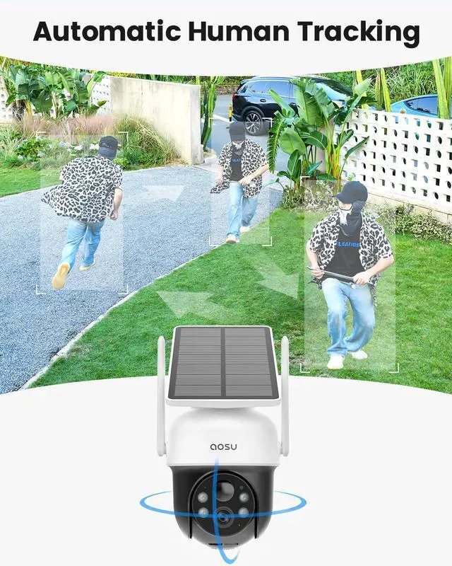 Alt view image 3 of 7 - AOSU Solar Camera Security Outdoor 2.5K Security Camera Indoor