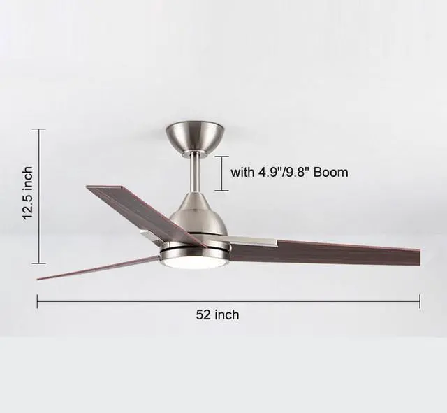 Alt view image 7 of 7 - 52 Inch Ceiling Fans with Lights and Remote 3-Blade American Ceiling Fan with Lights 2 Downrods Reversible 6 Speeds 3 Colors Dimmable for Bedroom Dining Room Kids Room