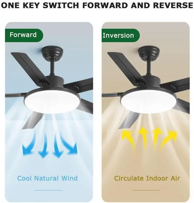 Alt view image 5 of 7 - 42 Inch Ceiling-Mounted Ceiling Fan Light 3 Color Dimmable LED Fan Light Low Profile Living Room Ceiling Fan Mute Ceiling Fans with Lights and Remote Outdoor Ceiling Fans for Patios