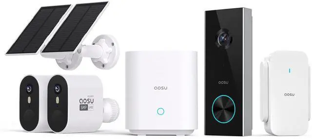 Main image of aosu 5MP SolarCam Max System 2-Cam-Kit + 2K Doorbell Camera