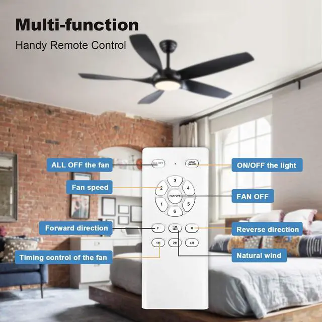 Alt view image 4 of 7 - 56 Inch Ceiling Fans with Lights and Remote Control 3 Blades Smart Ceiling Fans, 6 Speeds, 3CCT, Quiet Reversible Motor, Large Modern Ceiling Fan with Light for Bedroom Living Room Patio