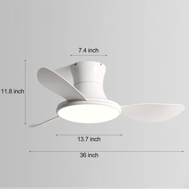 Alt view image 7 of 7 - Flush Mount Ceiling Fan with Lights 36 inch Ceiling Fan With Light and Remote 6 Speed 3 Color Noiseless Low Profile Ceiling Fans for Indoor Farmhouse Bedroom Living Room Outdoor Patio Porch