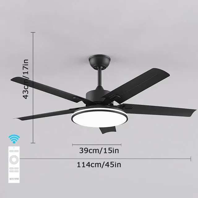 Alt view image 5 of 5 - 3 Color LED Ceiling Fan with Lights Ceiling Fans with Lights and Remote 45 Inch Modern Ceiling Fan for Bedroom Low Profile Smart Ceiling Fan Outdoor Ceiling Fans for Patios with Light