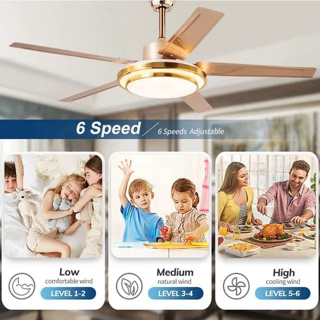 Alt view image 6 of 7 - Stainless steel Ceiling Fan with Lights and Remote 52 inch 5-Blade Ceiling Fans Reversible, 3CCT, Dimmable, Noiseless for Bedroom, Farmhouse, living room, Indoor/Outdoor Use