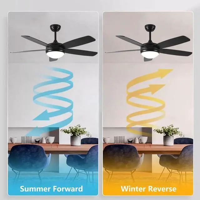 Alt view image 3 of 7 - Modern 42 inch Ceiling Fans with Lights Smart Ceiling Fan with Light and Remote 3CCT Reversible 6 Speed Black Ceiling Fans for Bedroom Living Room Kids Room Porch