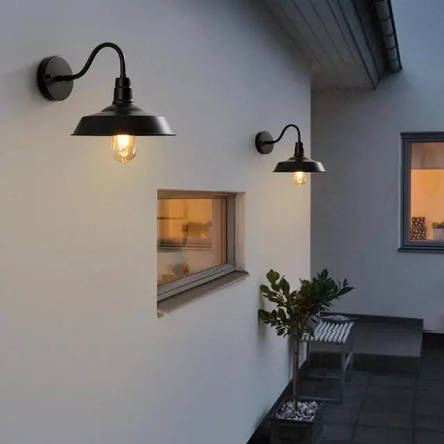 Alt view image 3 of 7 - Industry Retro Outdoor Wall Lights 10.2 Inch Industry Porch Lights Black Exterior Waterproof Wall Sconce Wall Mount Vintage Outdoor Wall Lamp for Garage Patio Doorway