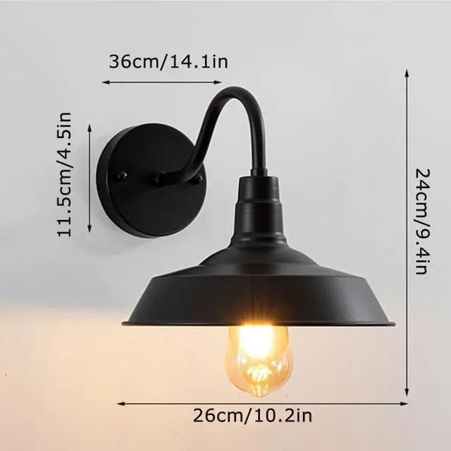 Alt view image 7 of 7 - Industry Retro Outdoor Wall Lights 10.2 Inch Industry Porch Lights Black Exterior Waterproof Wall Sconce Wall Mount Vintage Outdoor Wall Lamp for Garage Patio Doorway