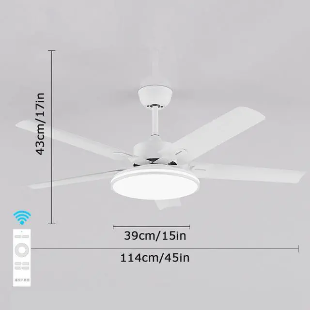 Alt view image 6 of 6 - 3 Color LED Ceiling Fan with Lights Ceiling Fans with Lights and Remote 45 Inch Modern Ceiling Fan for Bedroom Low Profile Smart Ceiling Fan Outdoor Ceiling Fans for Patios with Light