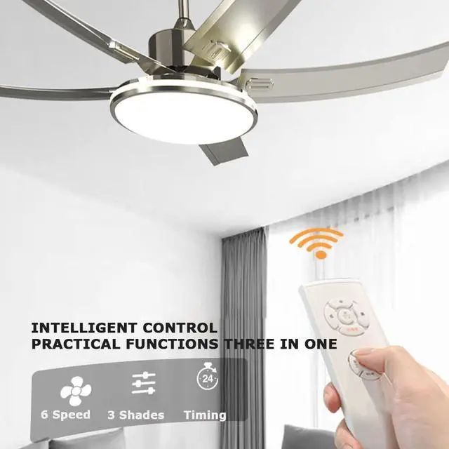 Alt view image 4 of 7 - 3 Color LED Ceiling Fan with Lights Ceiling Fans with Lights and Remote 45 Inch Modern Ceiling Fan for Bedroom Low Profile Smart Ceiling Fan Outdoor Ceiling Fans for Patios with Light