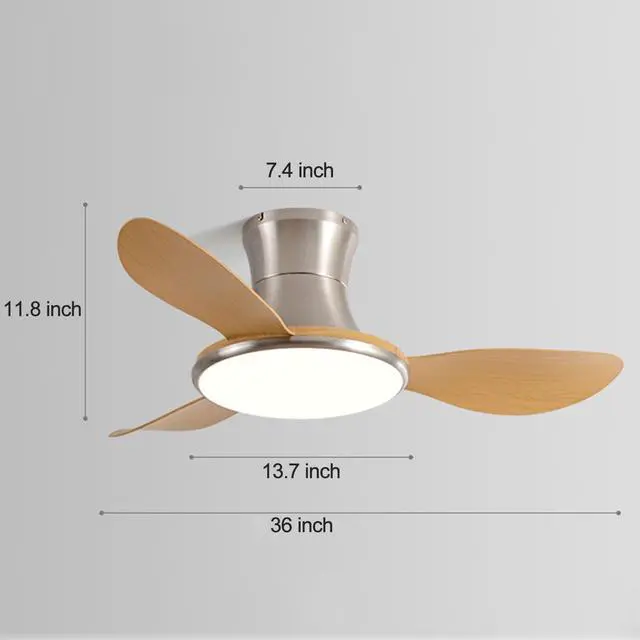 Alt view image 7 of 7 - Flush Mount Ceiling Fan with Lights 36 inch Ceiling Fan With Light and Remote 6 Speed 3 Color Noiseless Low Profile Ceiling Fans for Indoor Farmhouse Bedroom Living Room Outdoor Patio Porch