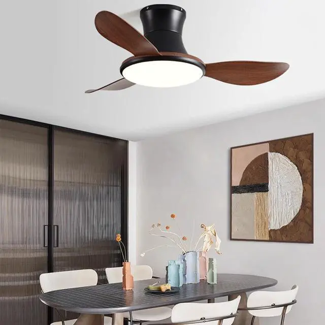 Alt view image 2 of 7 - Flush Mount Ceiling Fan with Lights 36 inch Ceiling Fan With Light and Remote 6 Speed 3 Color Noiseless Low Profile Ceiling Fans for Indoor Farmhouse Bedroom Living Room Outdoor Patio Porch