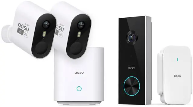 Main image of aosu 2K WirelessCam Pro System 2-Cam-Kit + 2K Doorbell Camera