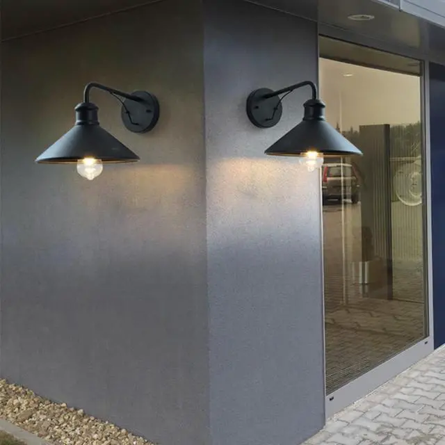 Alt view image 4 of 7 - Simple Vintage Gooseneck Barn Light Outdoor Anti-Rust Waterproof Porch Wall Light Fixtures Iron 10.2 Inch Wall Mount Lighting Luminaire for Garage Patio Doorway