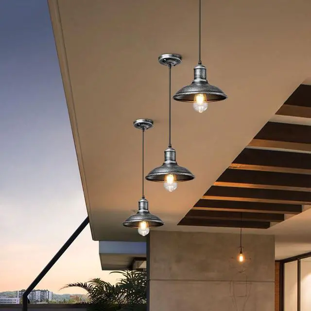 Alt view image 3 of 7 - Industrial Retro Barn Pendant Lighting, Iron Farmhouse Vintage Hanging Light Fixture with 19.7 Inch Adjustable Dome Pendant Light for Kitchen, Dining Room, Sink, Bar, Bedroom, Outdoor