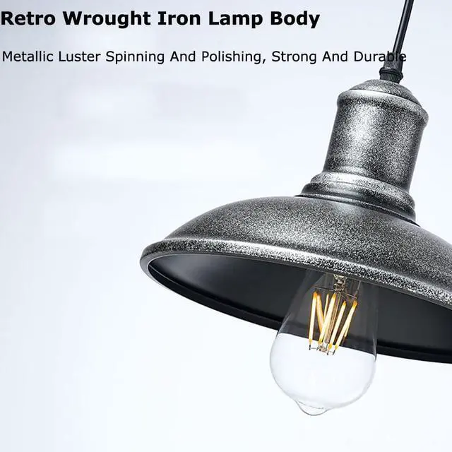Alt view image 5 of 7 - Industrial Retro Barn Pendant Lighting, Iron Farmhouse Vintage Hanging Light Fixture with 19.7 Inch Adjustable Dome Pendant Light for Kitchen, Dining Room, Sink, Bar, Bedroom, Outdoor