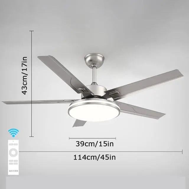 Alt view image 7 of 7 - 3 Color LED Ceiling Fan with Lights Ceiling Fans with Lights and Remote 45 Inch Modern Ceiling Fan for Bedroom Low Profile Smart Ceiling Fan Outdoor Ceiling Fans for Patios with Light