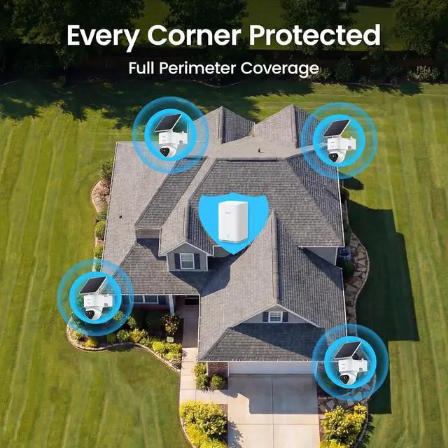 Alt view image 5 of 7 - aosu T2 Ultra 4K Solar Outdoor Wireless Security Cameras 4-Cam Kit + 2k Wireless Doorbell Camera with Chime No Subscription Fees