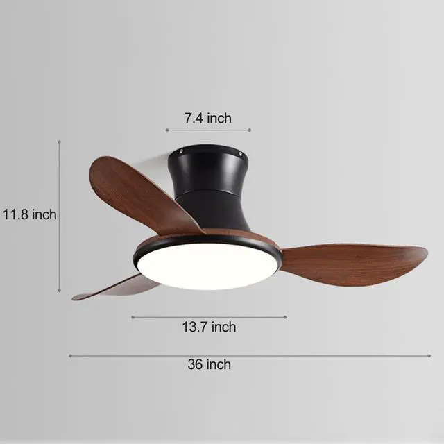 Alt view image 7 of 7 - Flush Mount Ceiling Fan with Lights 36 inch Ceiling Fan With Light and Remote 6 Speed 3 Color Noiseless Low Profile Ceiling Fans for Indoor Farmhouse Bedroom Living Room Outdoor Patio Porch