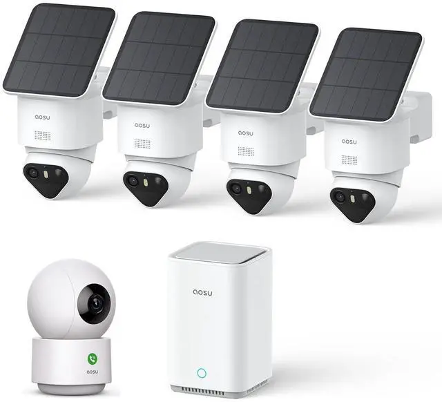 Main image of aosu 2K Indoor Security Camera + T2 Ultra 4K Solar Outdoor Wireless Security Camera System