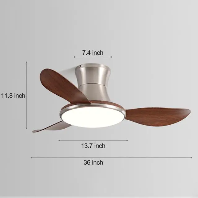 Alt view image 7 of 7 - Flush Mount Ceiling Fan with Lights 36 inch Ceiling Fan With Light and Remote 6 Speed 3 Color Noiseless Low Profile Ceiling Fans for Indoor Farmhouse Bedroom Living Room Outdoor Patio Porch