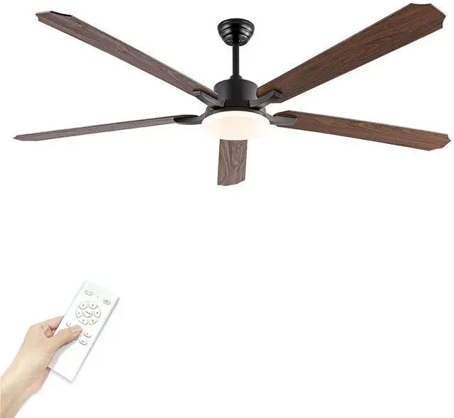 Main image of 72 inch Large Ceiling Fans with Lights and Remote Black Modern Ceiling Fan, 6 Speeds, Reversible Quiet DC Motor, 3CCT, Bi-color 8 Blades Ceiling Fans for Living Room Patio Garage