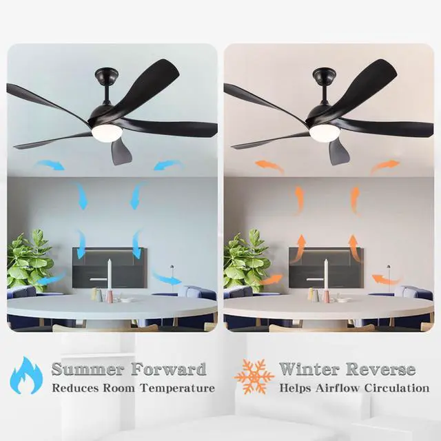 Alt view image 4 of 7 - Ceiling Fans with Lights Remote Control 56" Modern LED Ceiling Fan with Lights Reversible DC Motor, Dimmable 3CCT Quiet Ceiling Fan for Covered Patios Living Room