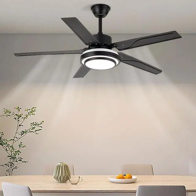 Alt view image 2 of 7 - 42 inch Modern Ceiling Fans with Light and Remote Black 5-Blade Indoor Ceiling Fans with Lights Reversible DC Motor 3 CCT Dimmable LED Ceiling Fans for Bedroom Living Room Patio