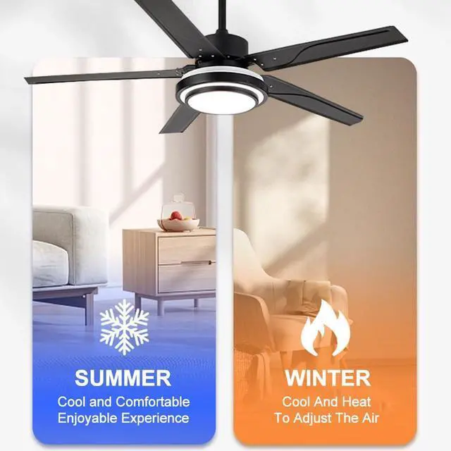 Alt view image 3 of 7 - 42 inch Modern Ceiling Fans with Light and Remote Black 5-Blade Indoor Ceiling Fans with Lights Reversible DC Motor 3 CCT Dimmable LED Ceiling Fans for Bedroom Living Room Patio