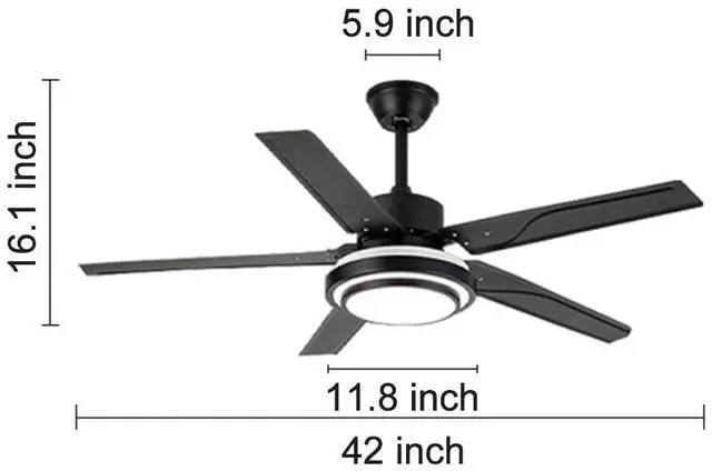 Alt view image 7 of 7 - 42 inch Modern Ceiling Fans with Light and Remote Black 5-Blade Indoor Ceiling Fans with Lights Reversible DC Motor 3 CCT Dimmable LED Ceiling Fans for Bedroom Living Room Patio