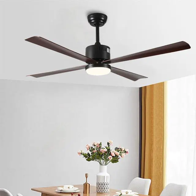 Alt view image 2 of 7 - 52" Ceiling Fan with Lights Black Modern Ceiling Fans with Remote Reversible, 3CCT Dimmable, 6 speeds, Large Smart Ceiling Fan with Lights for Bedroom Living Room Porch