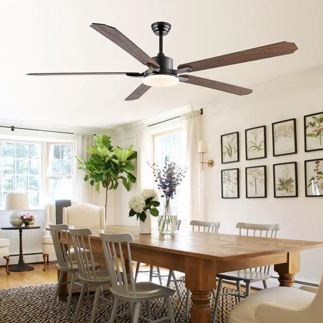 Alt view image 3 of 7 - 72 inch Large Ceiling Fans with Lights and Remote Black Modern Ceiling Fan, 6 Speeds, Reversible Quiet DC Motor, 3CCT, Bi-color 8 Blades Ceiling Fans for Living Room Patio Garage