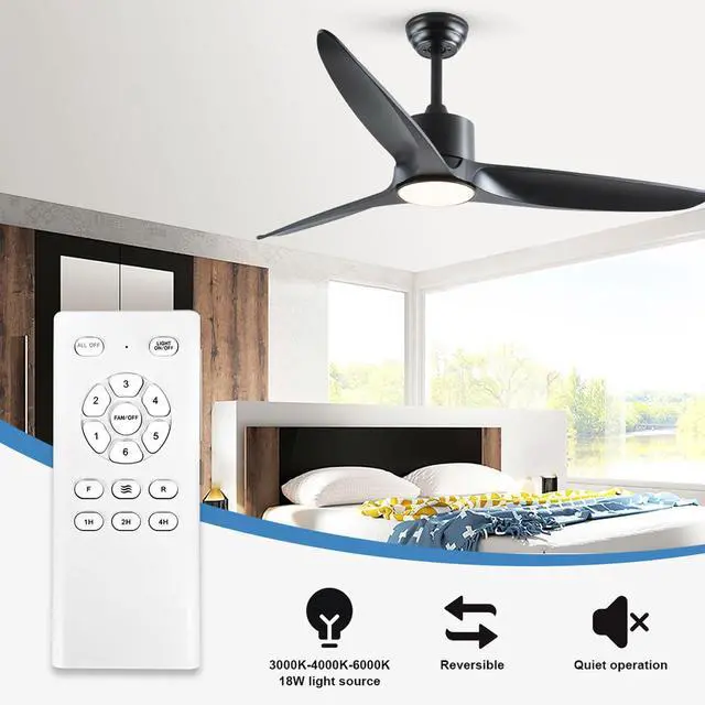 Alt view image 2 of 7 - Ceiling Fans With Lights 52 Inch Ceiling Fan With Lights And Remote Dimmable, Reversible, Quiet Motor, 6 Speed Ceiling Fan for Indoor Living Room Bedroom Patios Dining Room