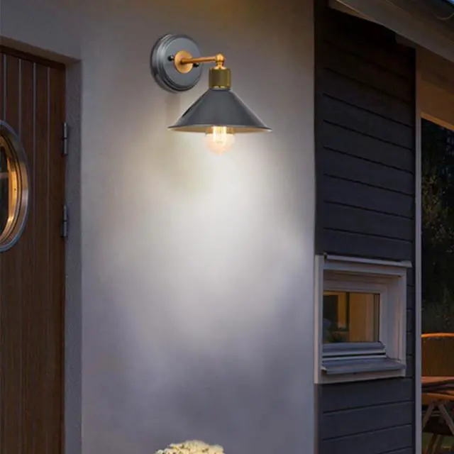 Alt view image 3 of 7 - Retro Outdoor Wall Sconce 8.7 Inch Waterproof Porch Wall Light Fixtures Iron Art Simple Farmhouse Wall Lamp Exterior Vintage Barn Light for Garage Patio Doorway