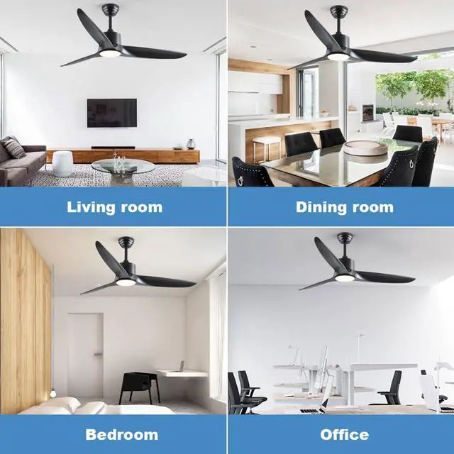 Alt view image 7 of 7 - Ceiling Fans With Lights 52 Inch Ceiling Fan With Lights And Remote Dimmable, Reversible, Quiet Motor, 6 Speed Ceiling Fan for Indoor Living Room Bedroom Patios Dining Room