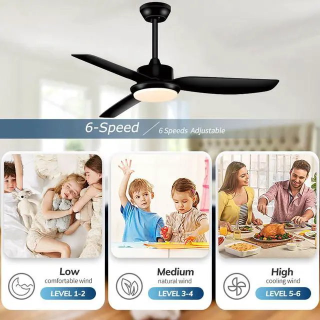 Alt view image 3 of 7 - Modern Ceiling Fans with Lights 46 inch Ceiling Fan with Light and Remote 6 Speeds, 3CCT, Dimmable, Reversible, Quiet, LED Ceiling Fan Light for Bedroom Living Room Indoor
