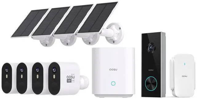 Main image of aosu 5MP SolarCam Max System 4-Cam-Kit + 2K Doorbell Camera