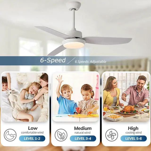 Alt view image 3 of 7 - Modern Ceiling Fans with Lights 46 inch Ceiling Fan with Light and Remote 6 Speeds, 3CCT, Dimmable, Reversible, Quiet, LED Ceiling Fan Light for Bedroom Living Room Indoor