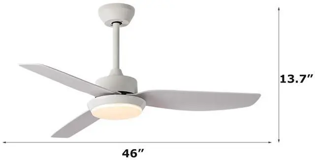 Alt view image 7 of 7 - Modern Ceiling Fans with Lights 46 inch Ceiling Fan with Light and Remote 6 Speeds, 3CCT, Dimmable, Reversible, Quiet, LED Ceiling Fan Light for Bedroom Living Room Indoor